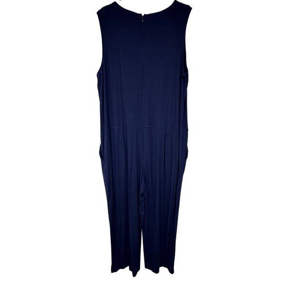 Eileen Fisher Womens Jumpsuit Viscose Stretch Sleeveless Size XL Blue Minimalist - Picture 2 of 12
